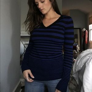 Blue and black striped sweater